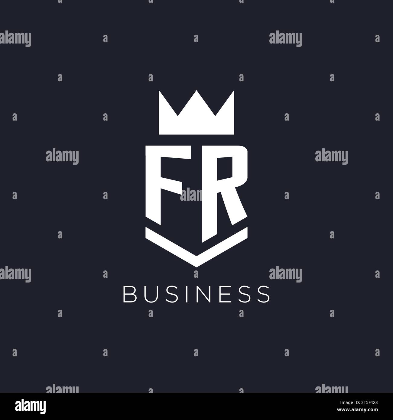 FR logo with shield and crown, initial monogram logo design ideas Stock ...