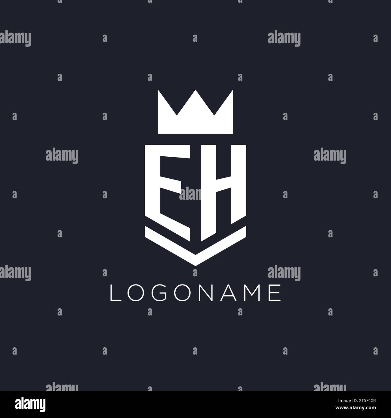 EH logo with shield and crown, initial monogram logo design ideas Stock Vector
