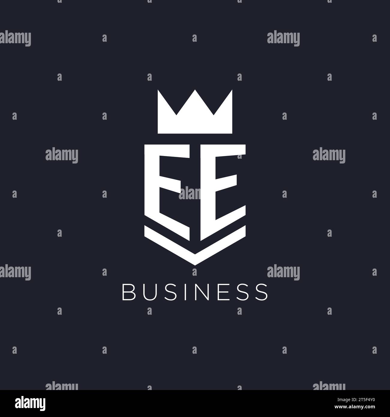 EE logo with shield and crown, initial monogram logo design ideas Stock Vector