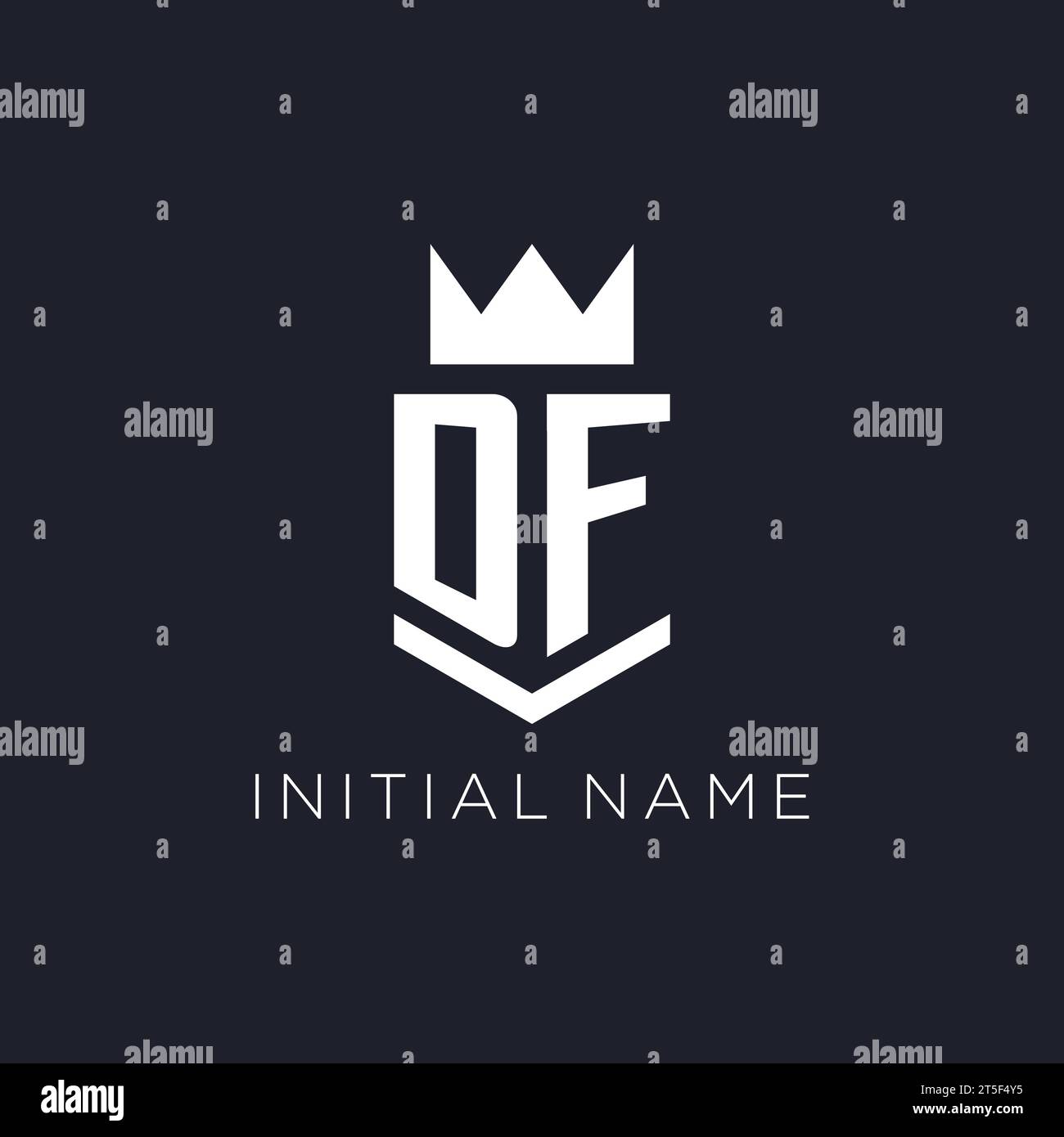 DF logo with shield and crown, initial monogram logo design ideas Stock Vector