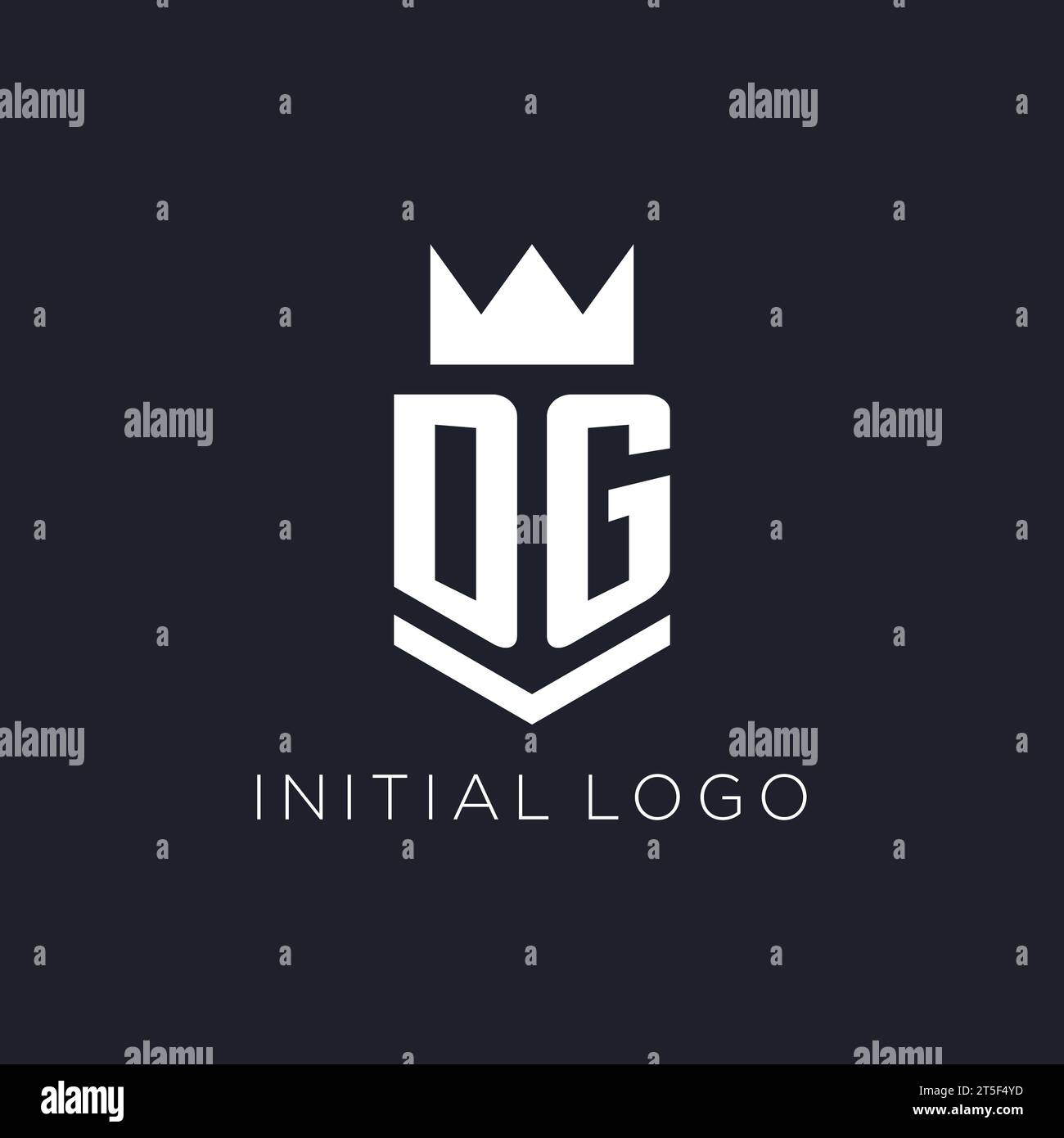 DG logo with shield and crown, initial monogram logo design ideas Stock Vector