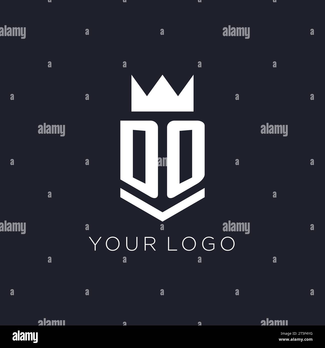 DO logo with shield and crown, initial monogram logo design ideas Stock Vector