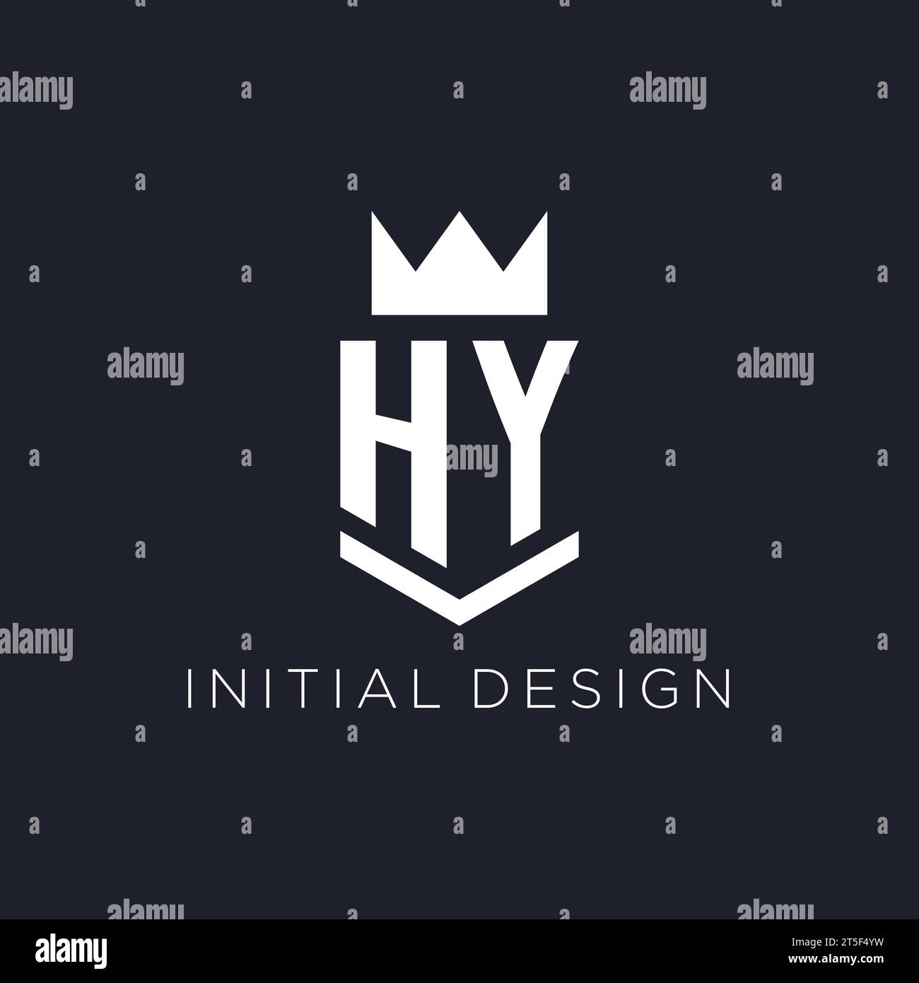 HY logo with shield and crown, initial monogram logo design ideas Stock Vector