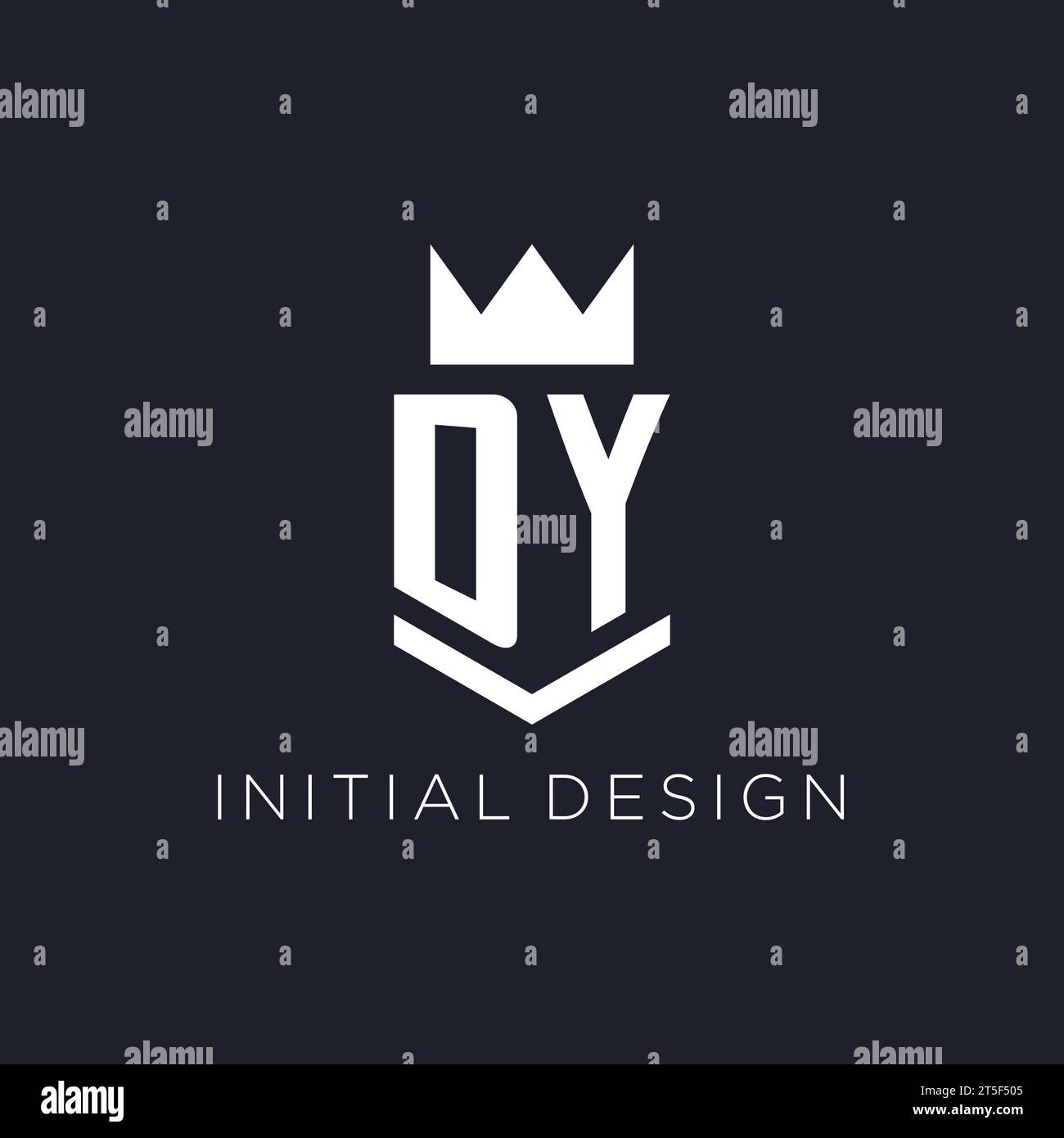 DY logo with shield and crown, initial monogram logo design ideas Stock Vector