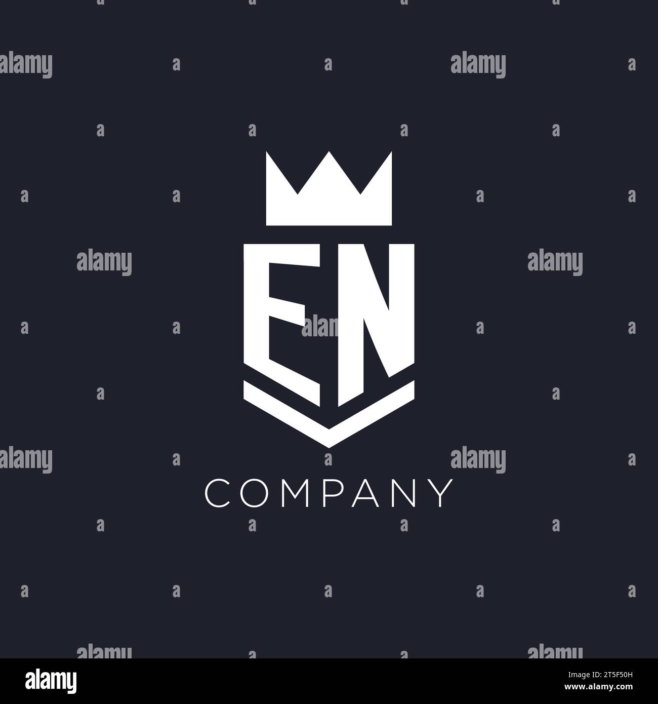 EN logo with shield and crown, initial monogram logo design ideas Stock Vector
