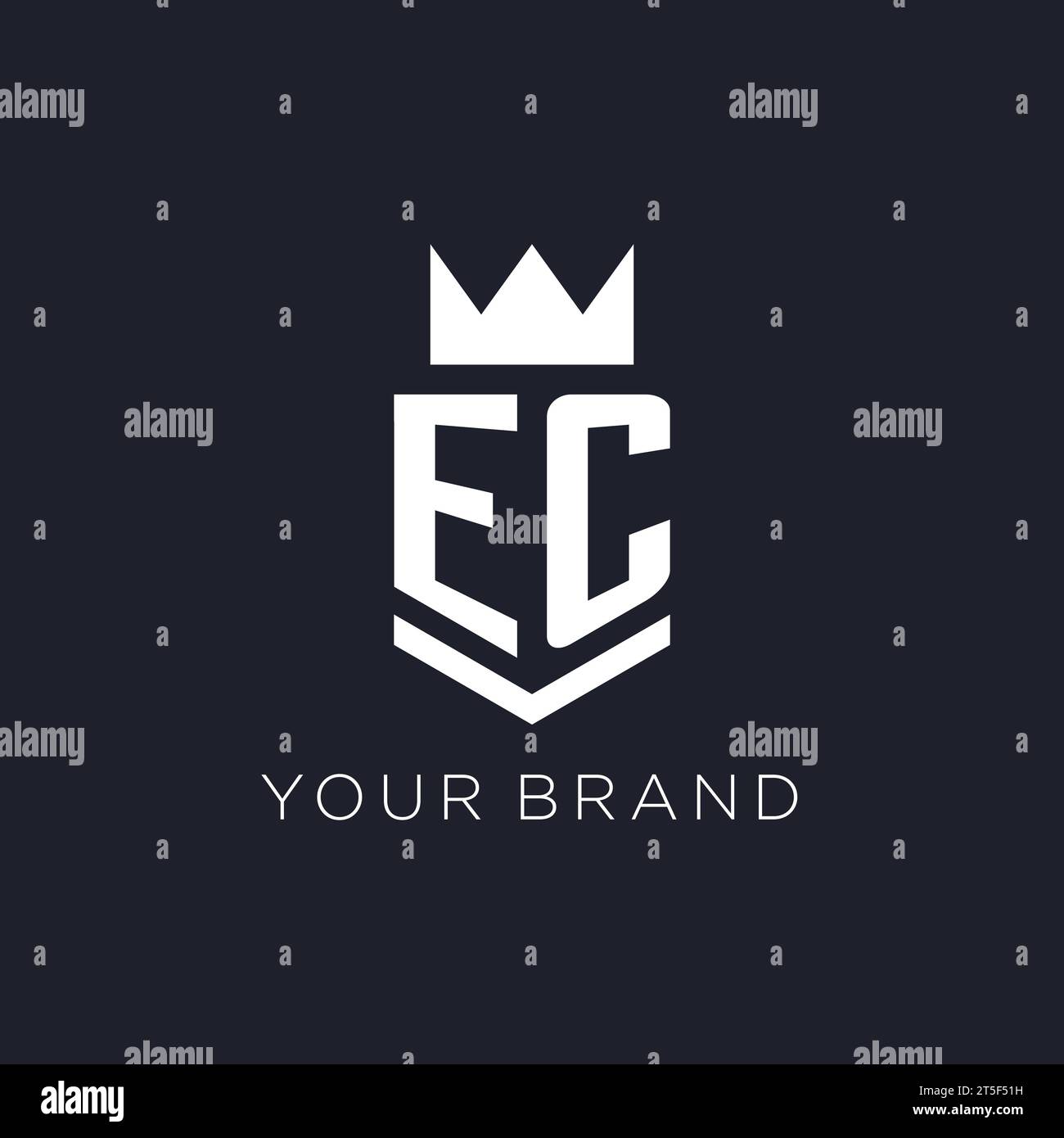 EC logo with shield and crown, initial monogram logo design ideas Stock Vector