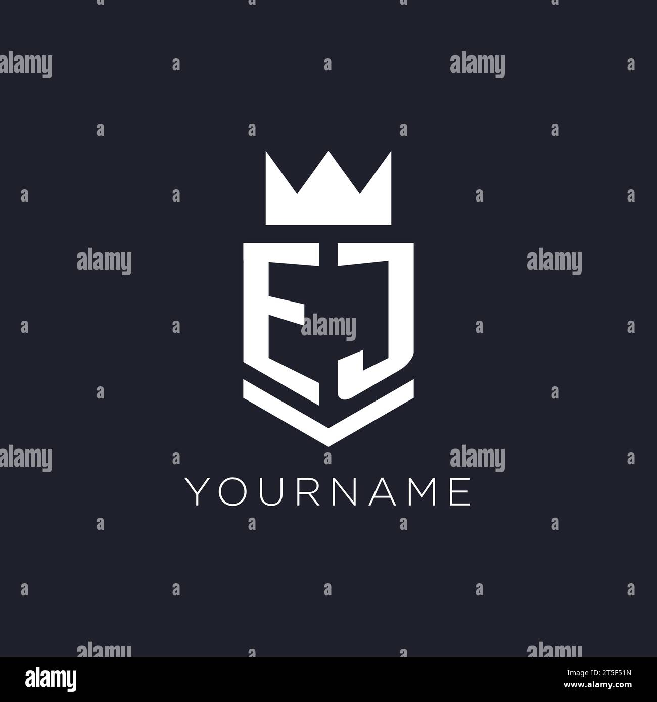 EJ logo with shield and crown, initial monogram logo design ideas Stock ...