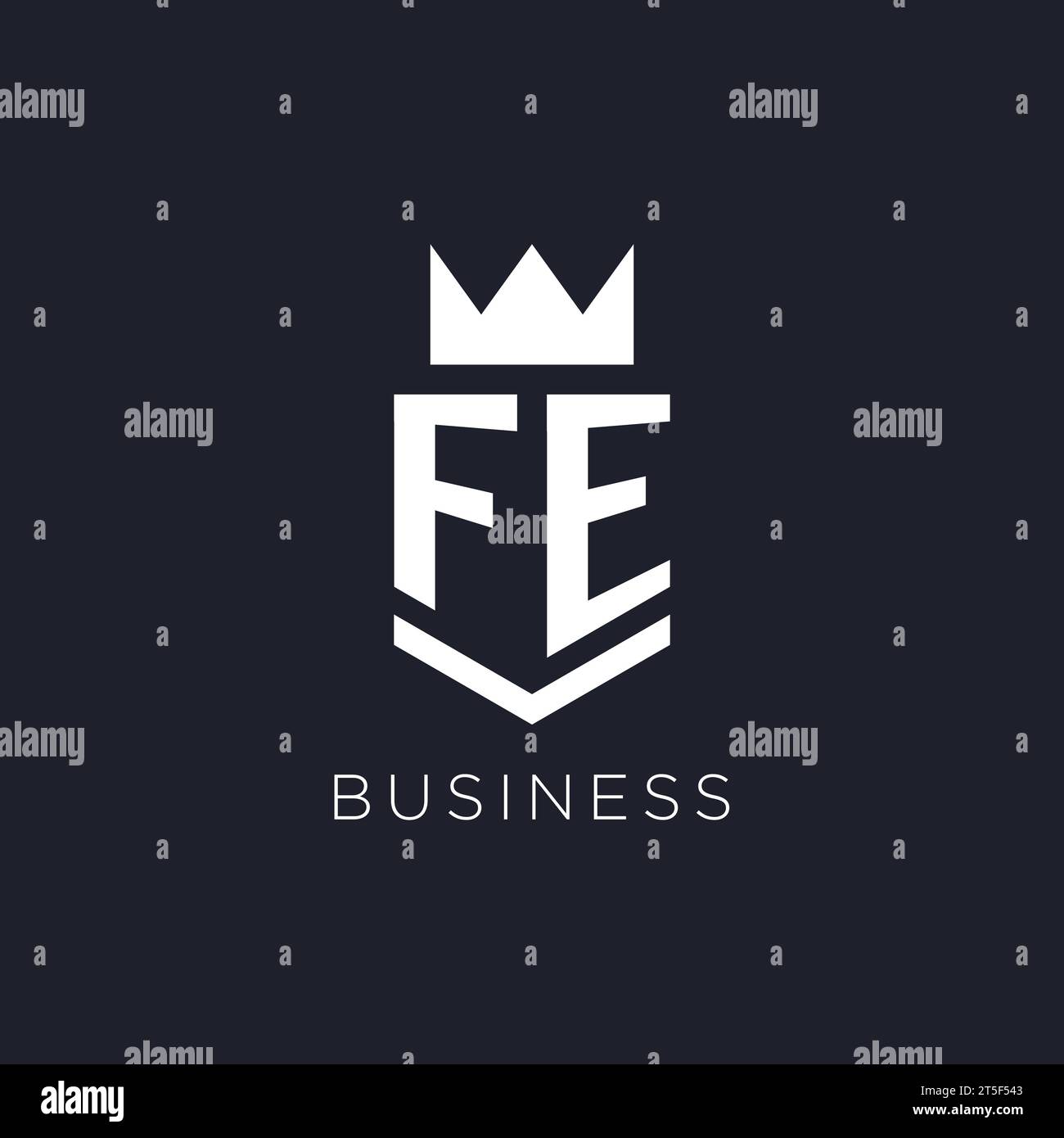 FE logo with shield and crown, initial monogram logo design ideas Stock Vector