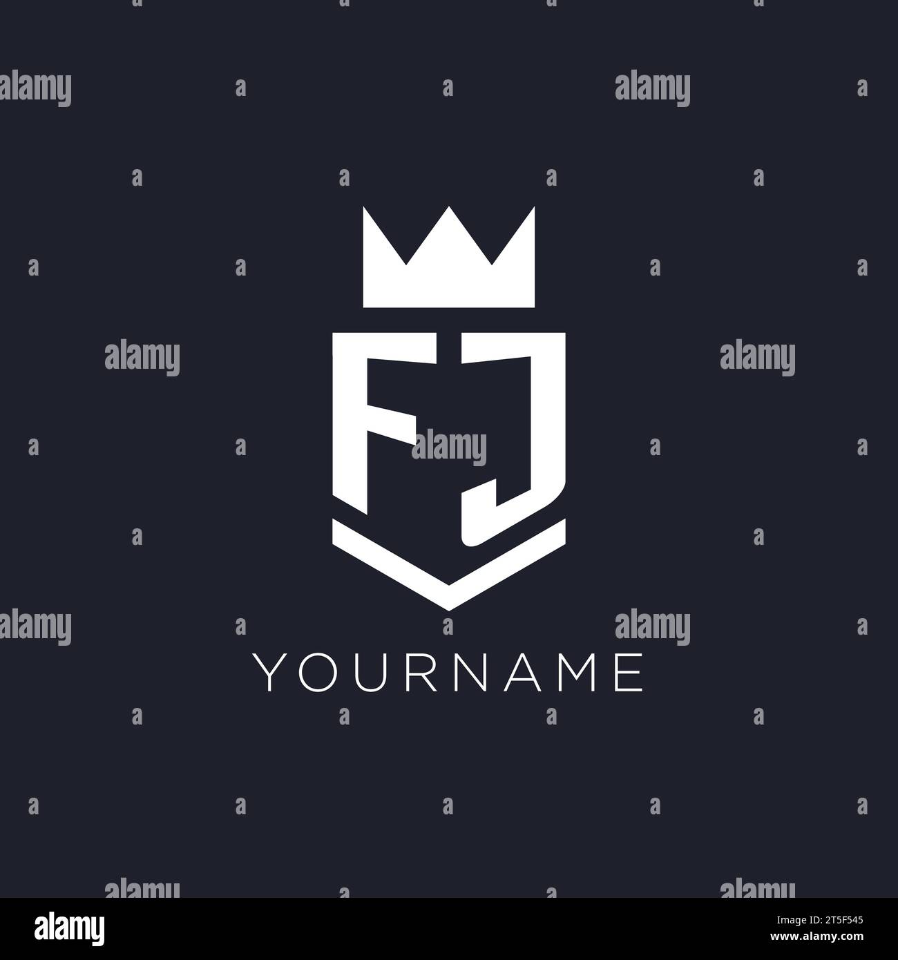 FJ logo with shield and crown, initial monogram logo design ideas Stock Vector