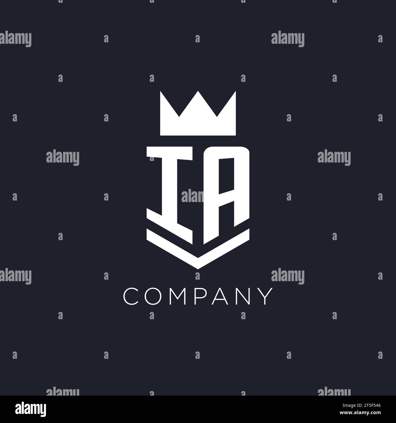 IA logo with shield and crown, initial monogram logo design ideas Stock Vector