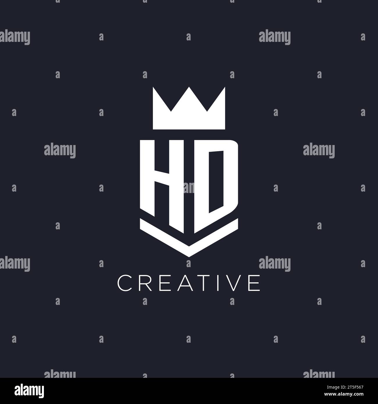HD logo with shield and crown, initial monogram logo design ideas Stock Vector
