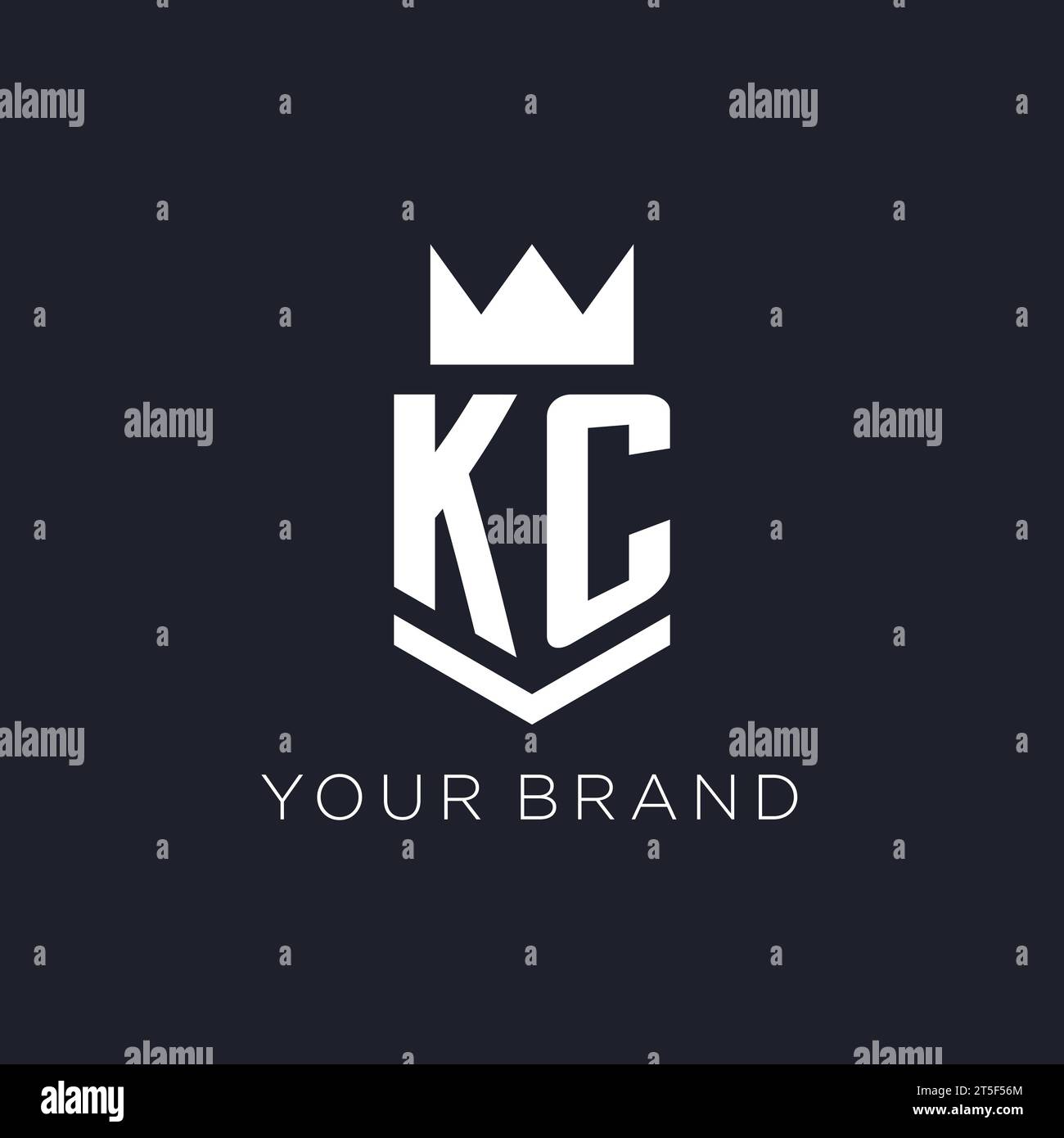 KC logo with shield and crown, initial monogram logo design ideas Stock Vector