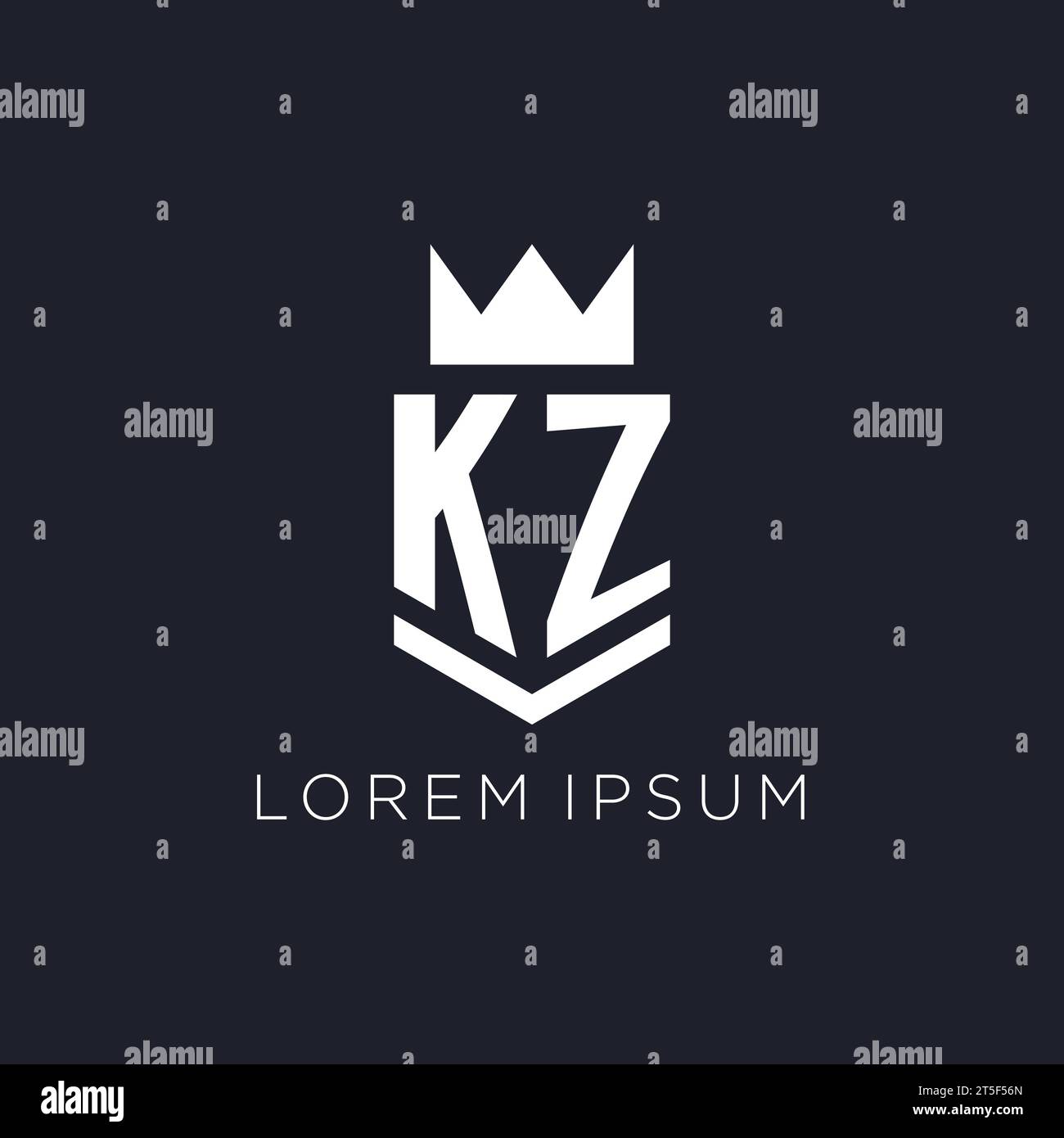KZ logo with shield and crown, initial monogram logo design ideas Stock ...