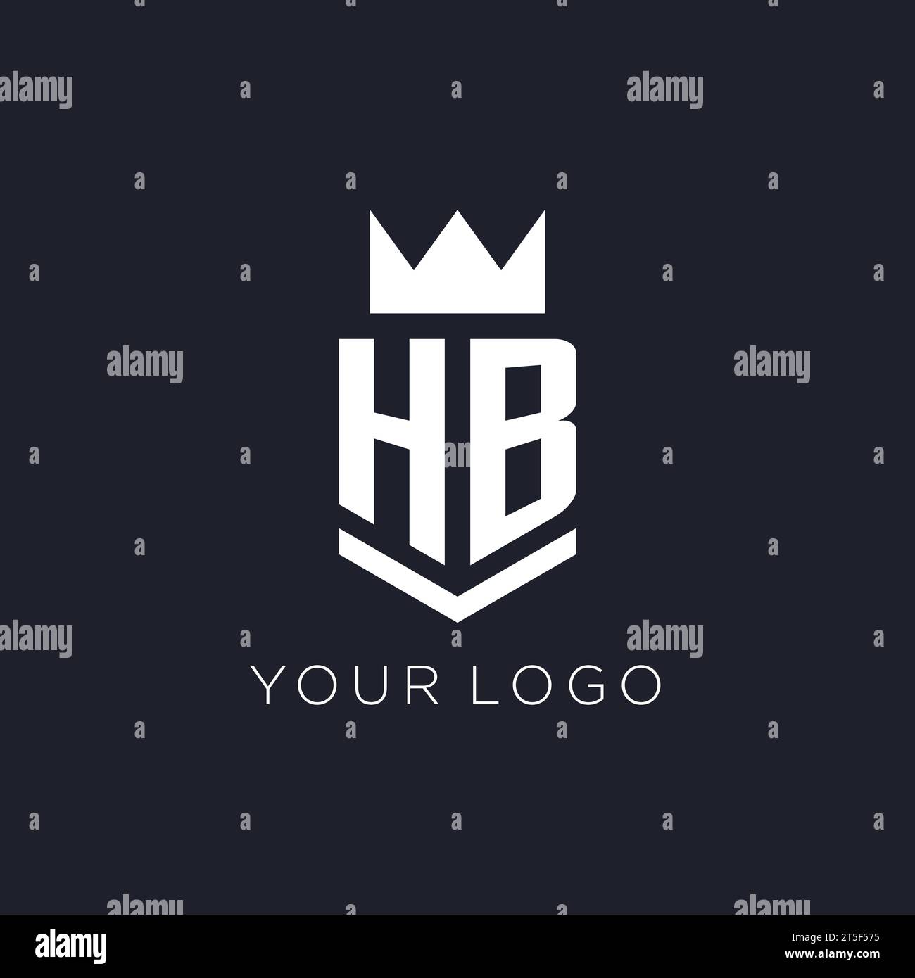 HB logo with shield and crown, initial monogram logo design ideas Stock Vector