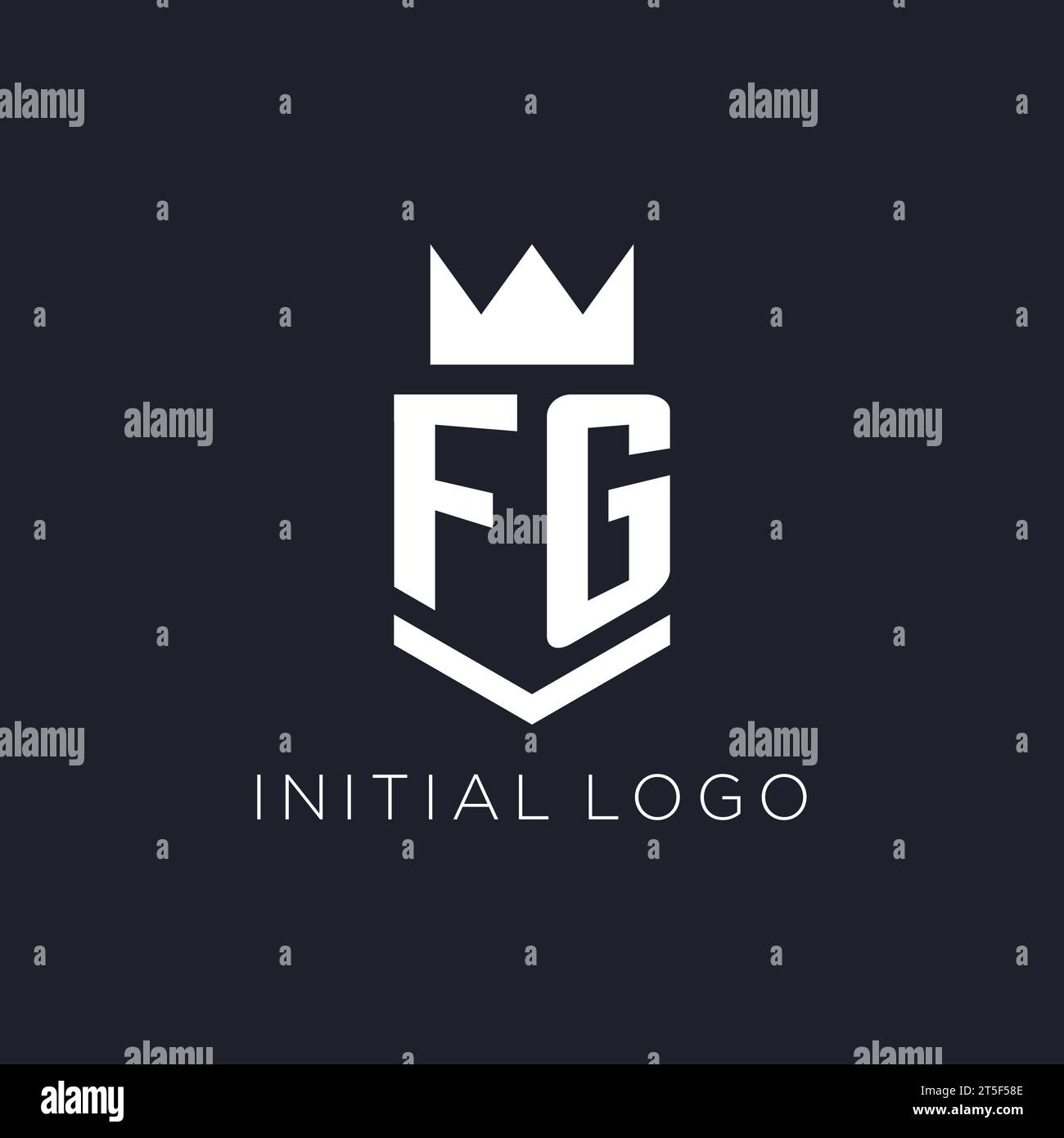 FG logo with shield and crown, initial monogram logo design ideas Stock Vector