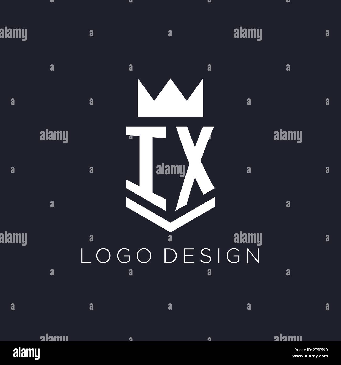 IX logo with shield and crown, initial monogram logo design ideas Stock Vector