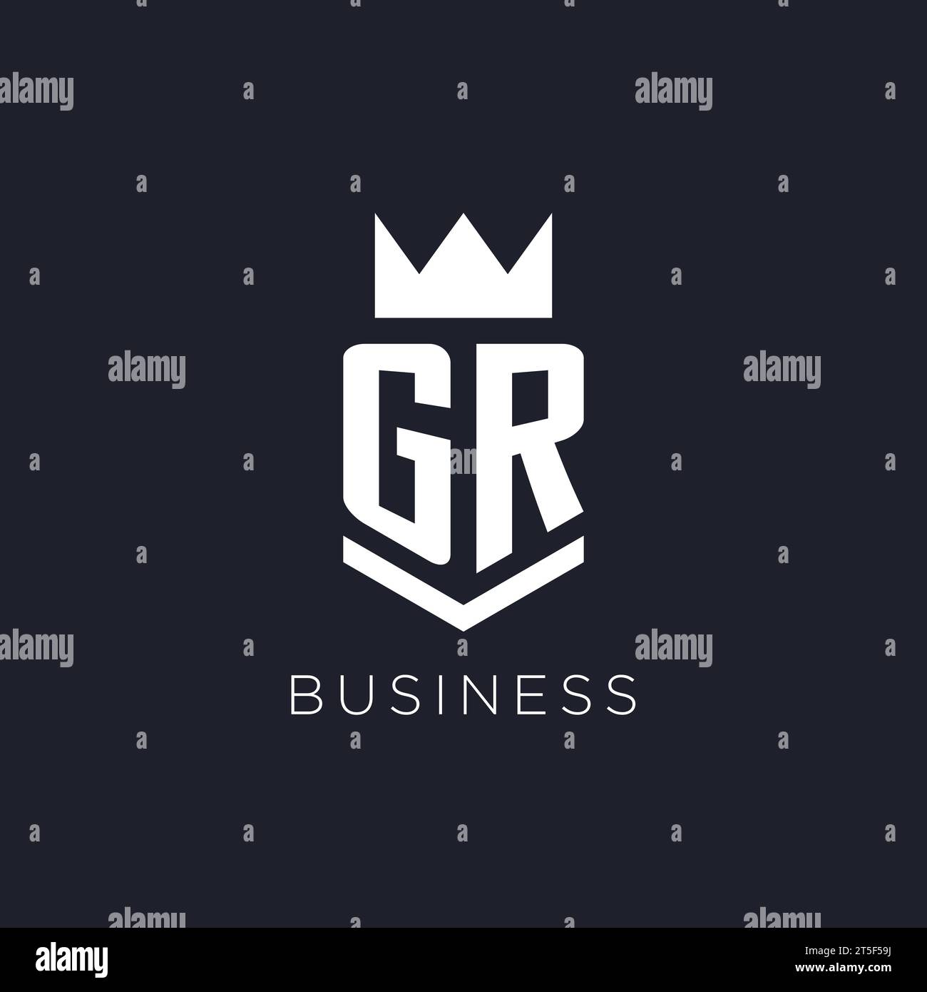 Gr Logo With Shield And Crown, Initial Monogram Logo Design Ideas Stock 