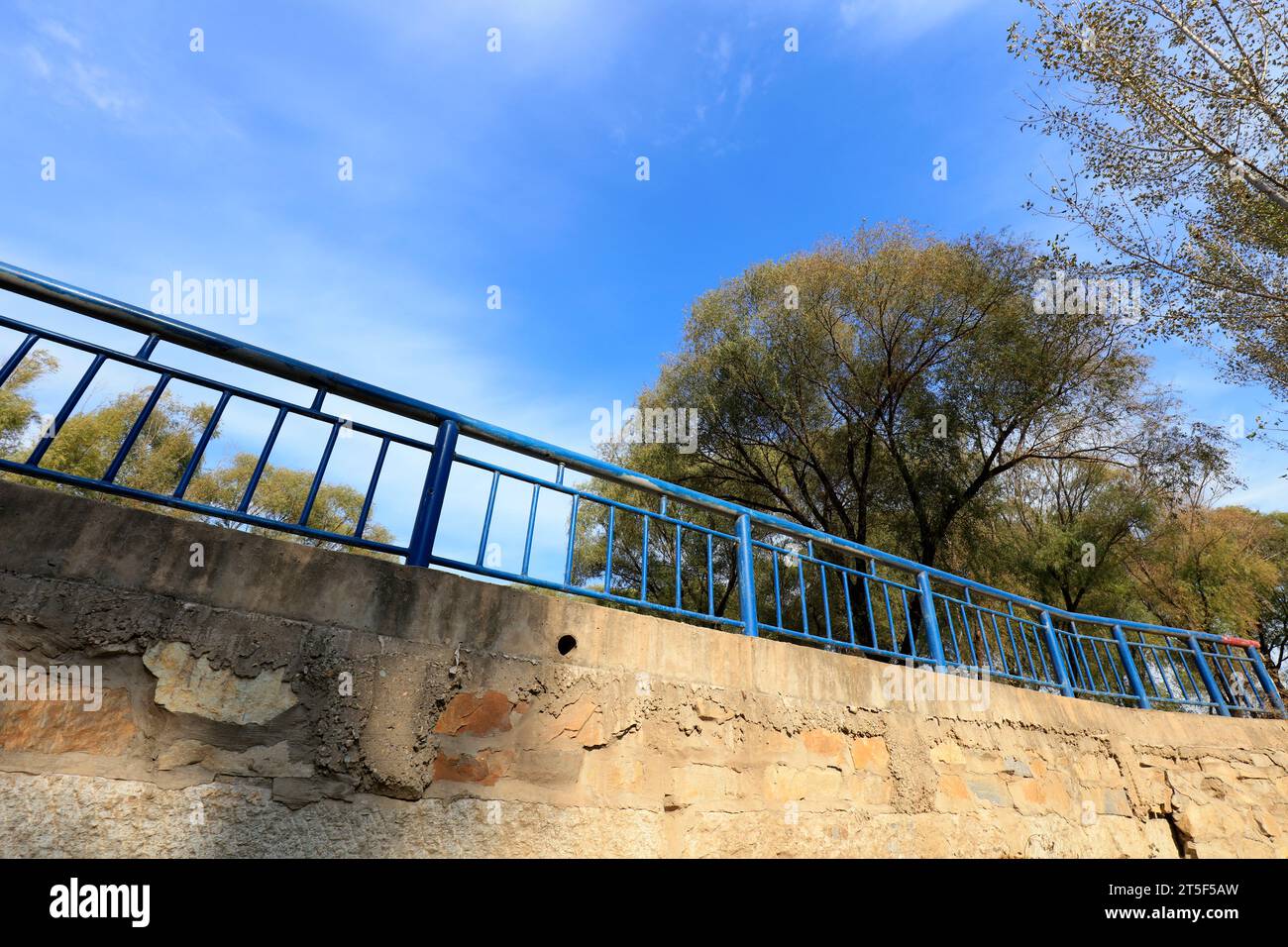 bridge railing under the blue sky Stock Photo - Alamy