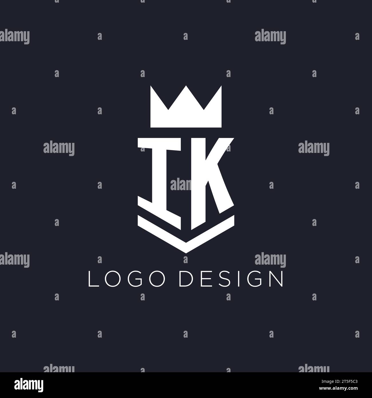 IK logo with shield and crown, initial monogram logo design ideas Stock ...