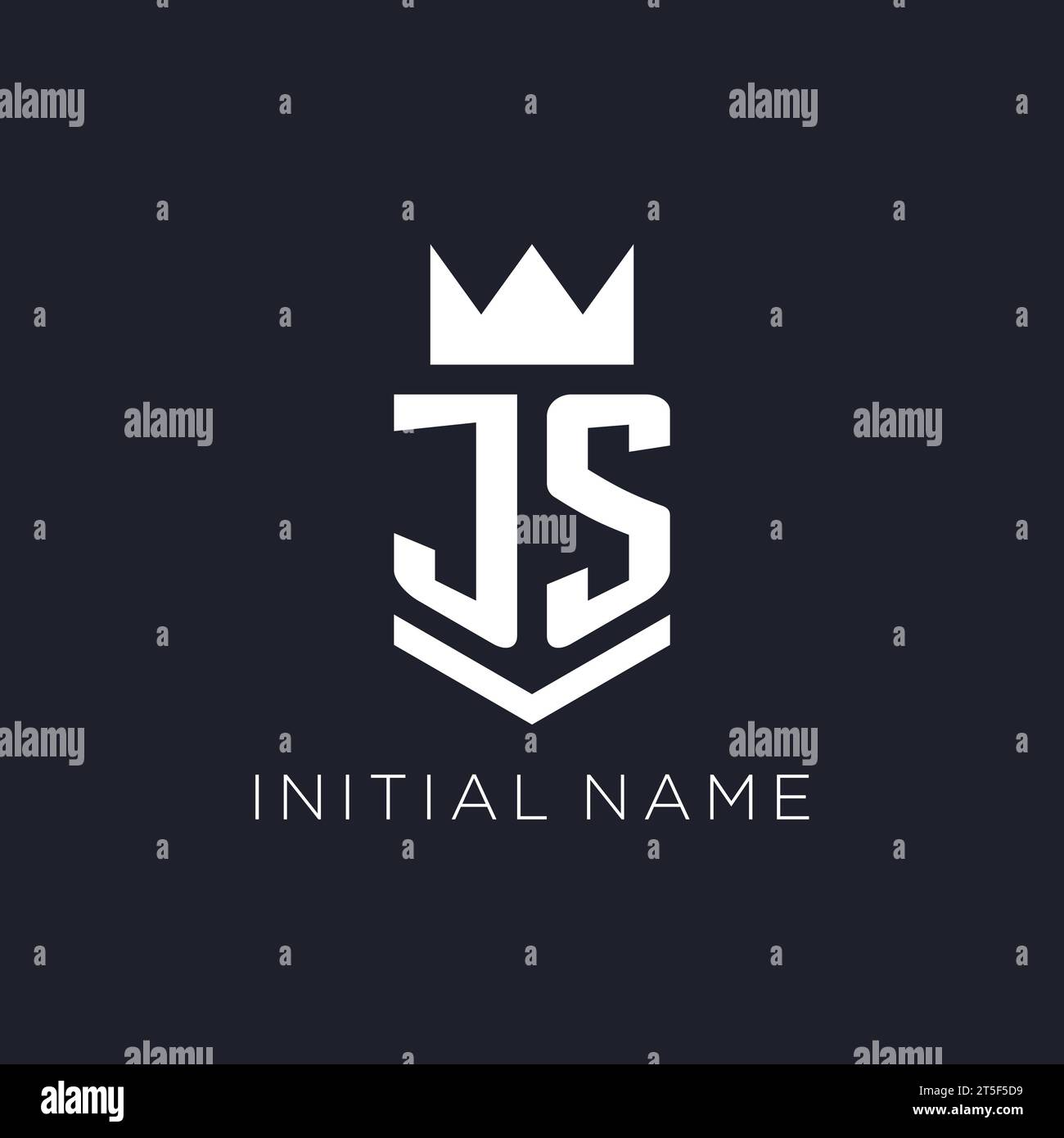 JS logo with shield and crown, initial monogram logo design ideas Stock ...