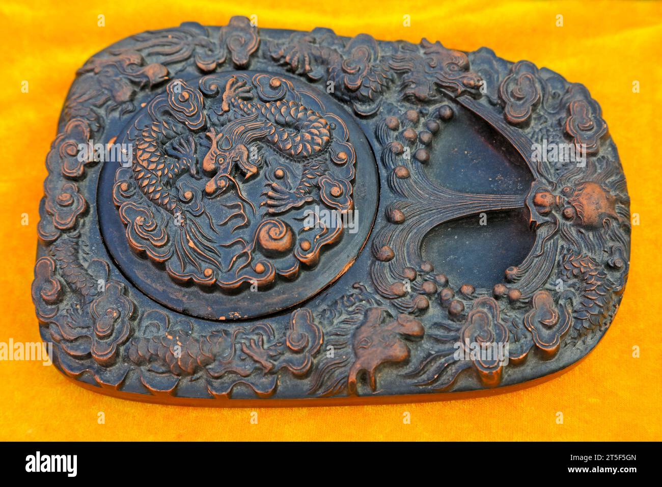 Carved inkstone Close-up Stock Photo