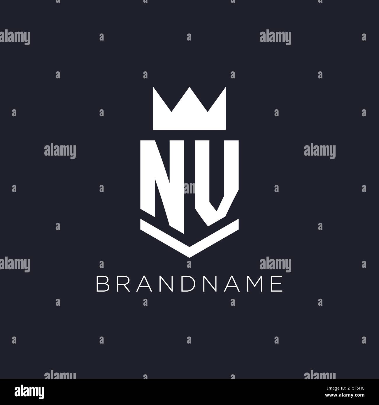 NV logo with shield and crown, initial monogram logo design ideas Stock Vector