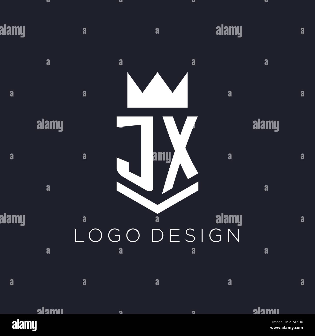 JX logo with shield and crown, initial monogram logo design ideas Stock Vector