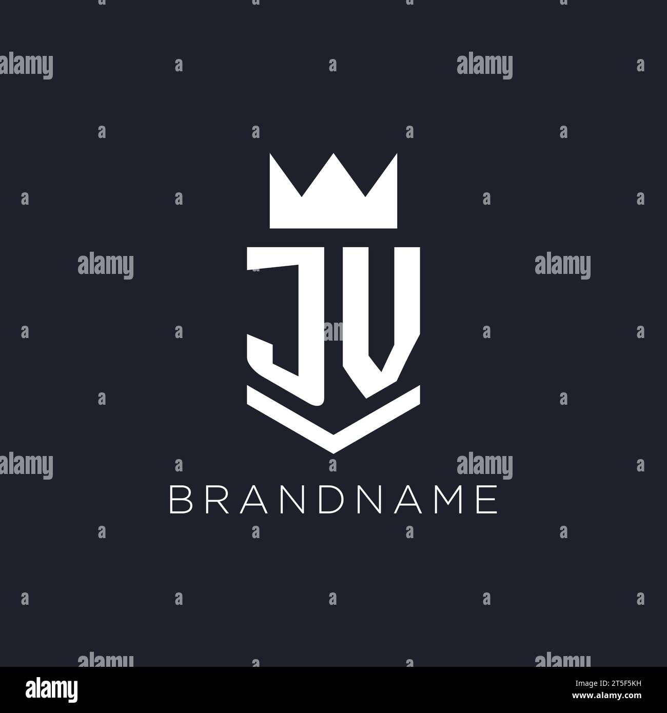 JV logo with shield and crown, initial monogram logo design ideas Stock Vector