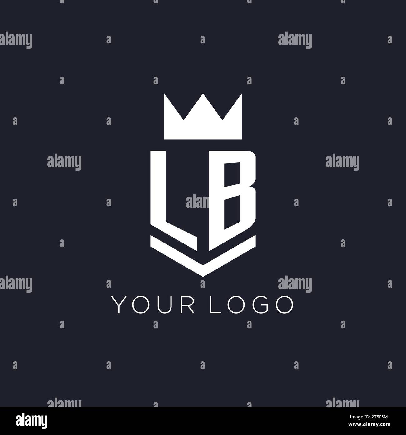 LB logo with shield and crown, initial monogram logo design ideas Stock Vector