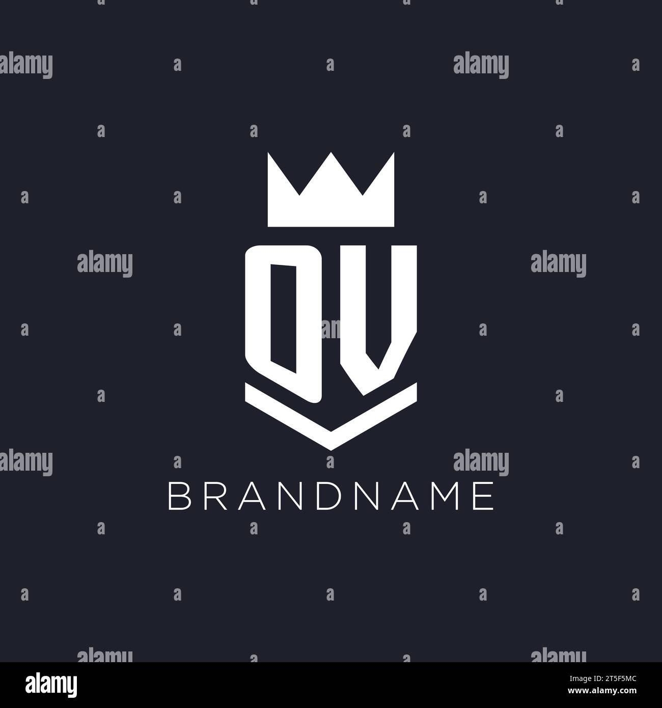 OV logo with shield and crown, initial monogram logo design ideas Stock Vector