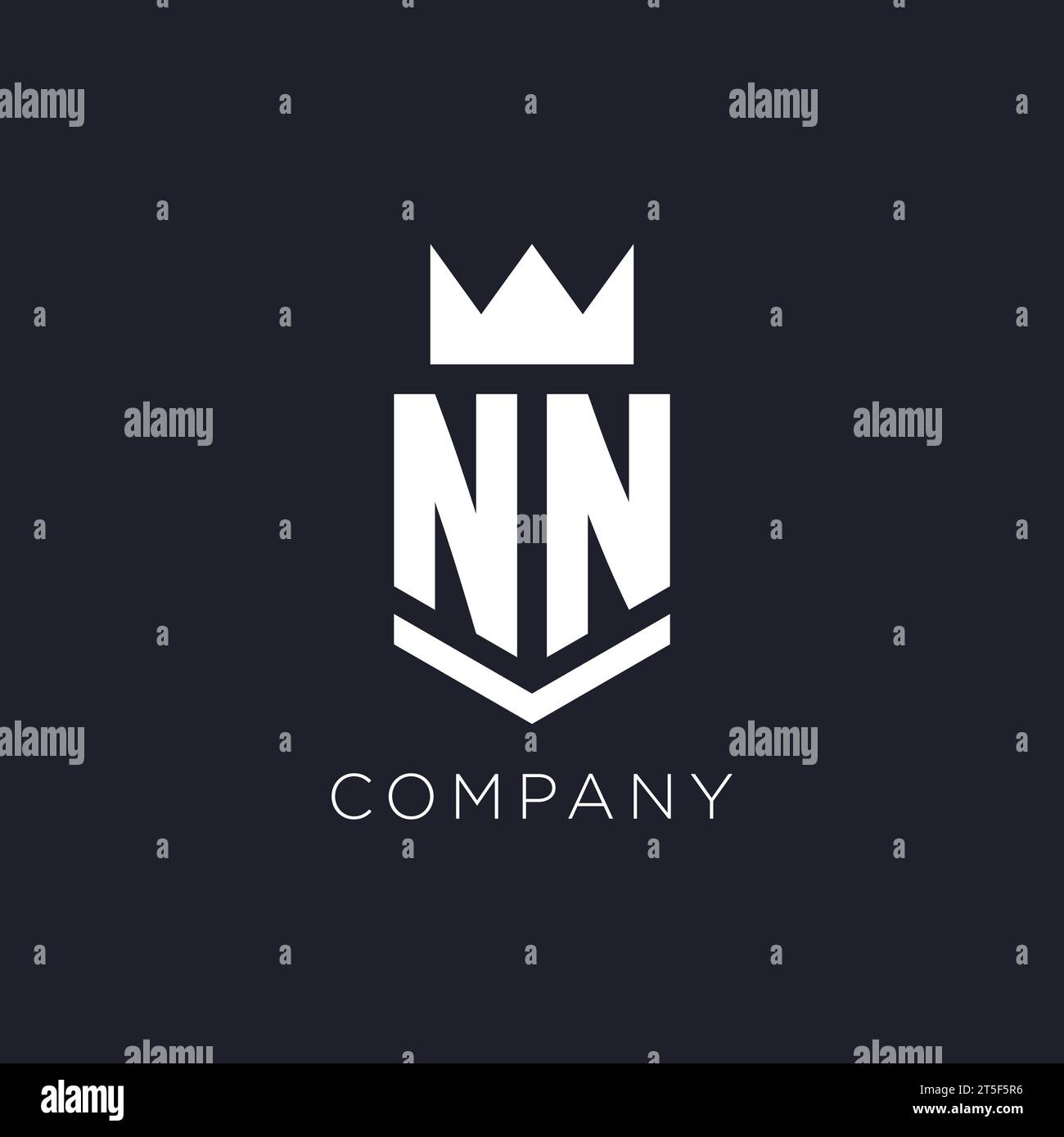 NN logo with shield and crown, initial monogram logo design ideas Stock Vector