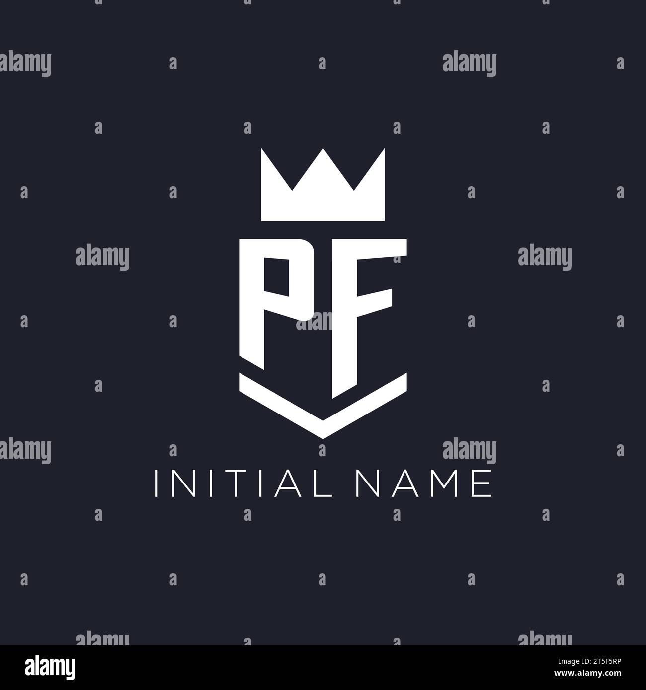 PF logo with shield and crown, initial monogram logo design ideas Stock Vector