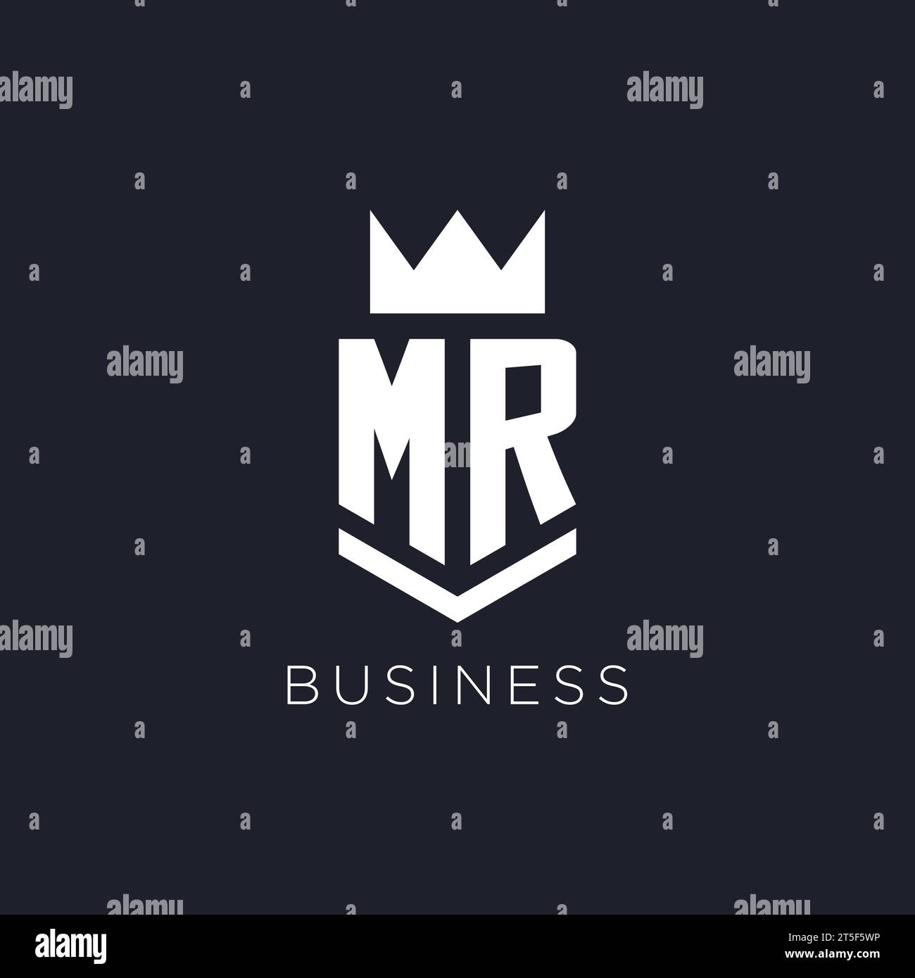 MR logo with shield and crown, initial monogram logo design ideas Stock Vector