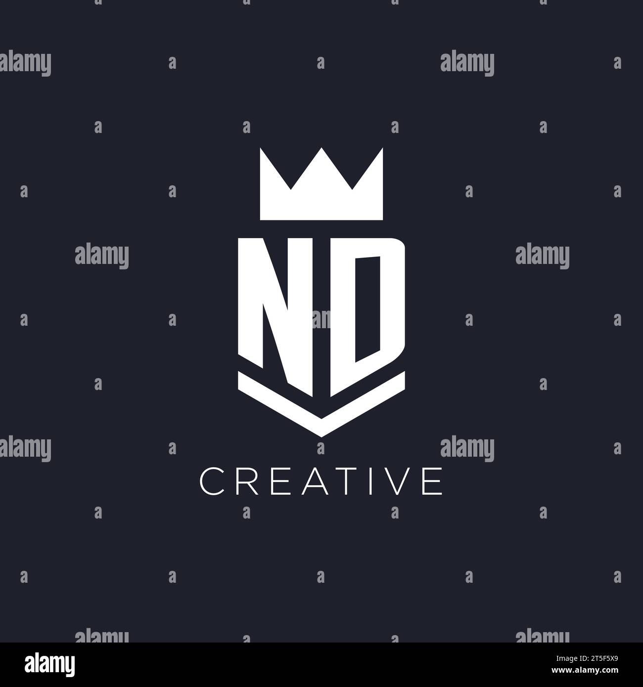 ND logo with shield and crown, initial monogram logo design ideas Stock Vector