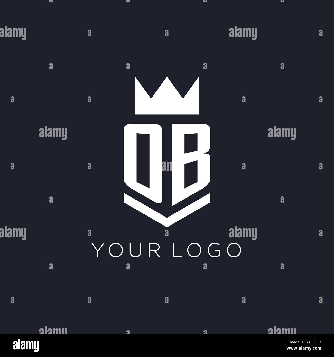 OB logo with shield and crown, initial monogram logo design ideas Stock