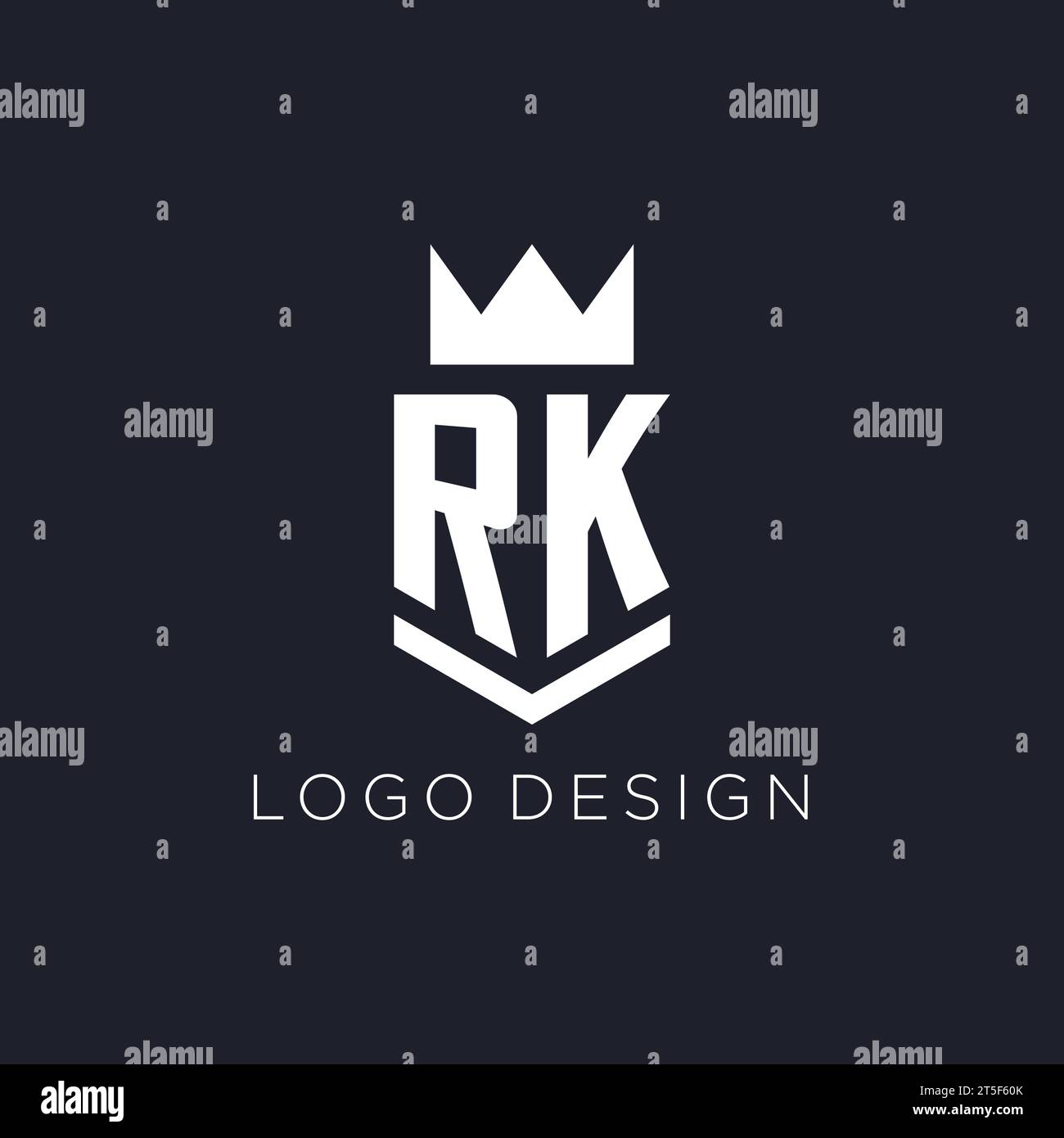 RK logo with shield and crown, initial monogram logo design ideas Stock ...