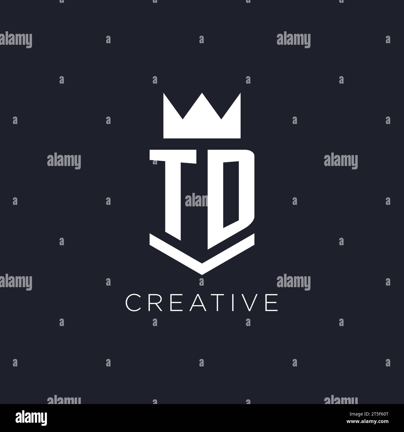 TD logo with shield and crown, initial monogram logo design ideas Stock Vector