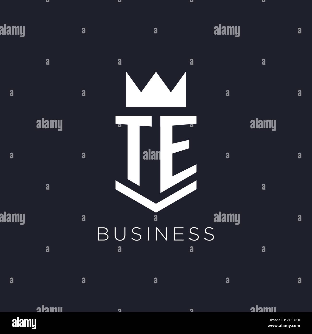 TE logo with shield and crown, initial monogram logo design ideas Stock Vector