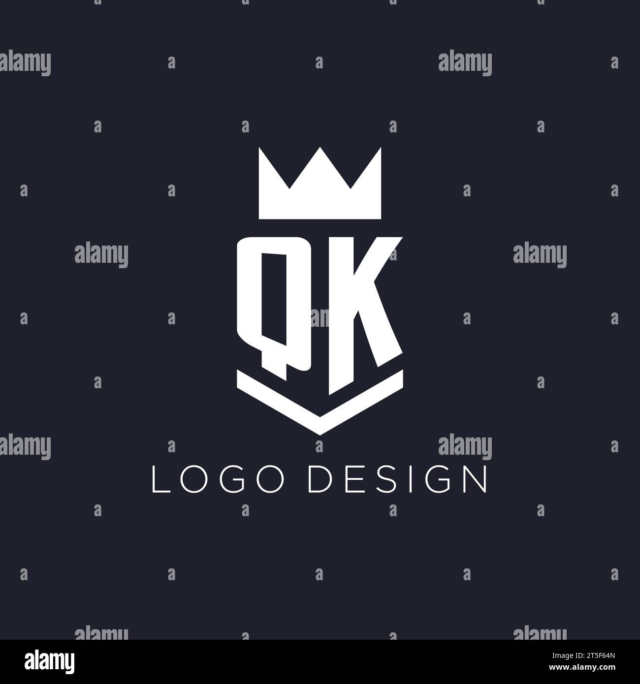 QK logo with shield and crown, initial monogram logo design ideas Stock Vector