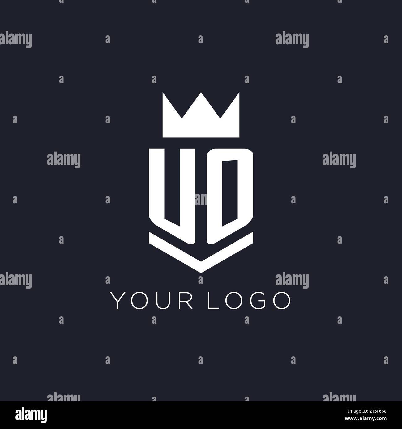 UO logo with shield and crown, initial monogram logo design ideas Stock Vector