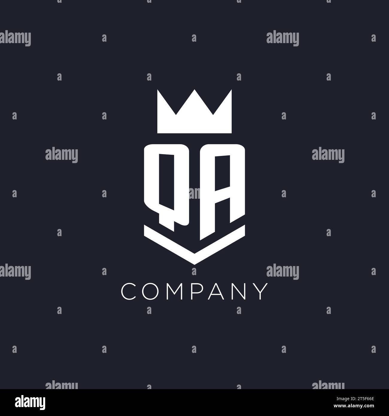 QA logo with shield and crown, initial monogram logo design ideas Stock Vector