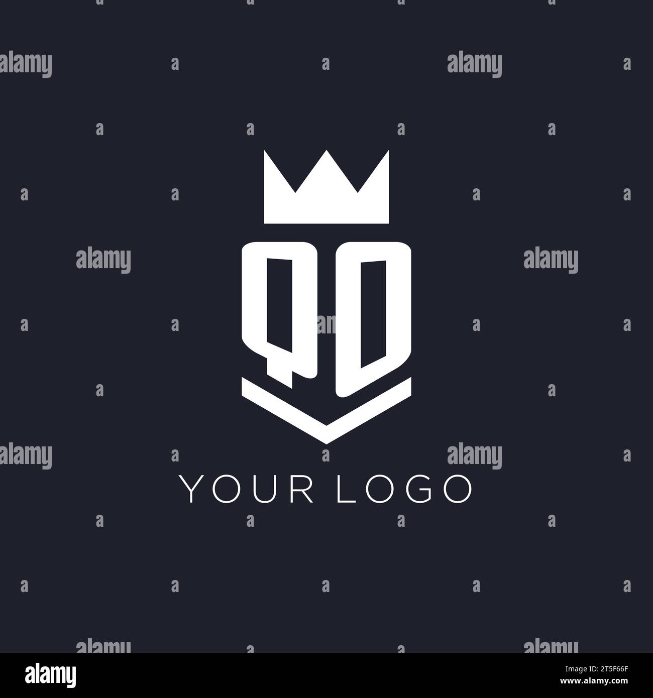 QO logo with shield and crown, initial monogram logo design ideas Stock Vector