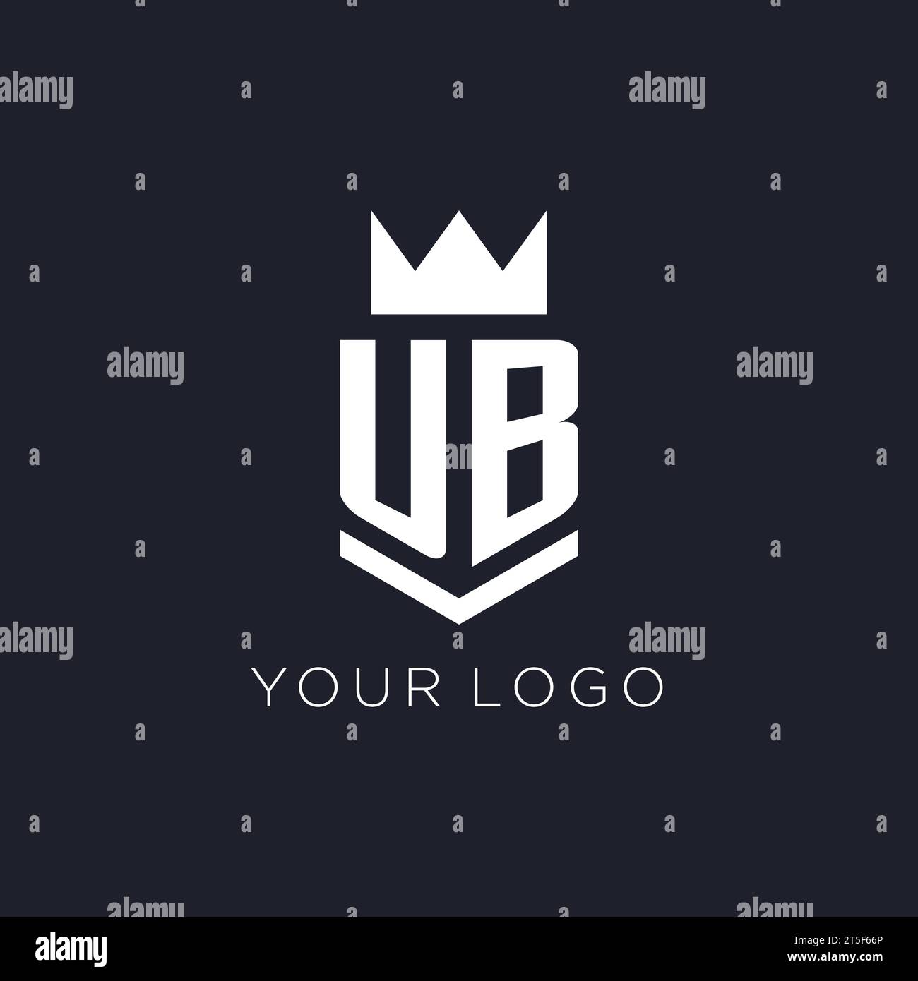 UB logo with shield and crown, initial monogram logo design ideas Stock Vector