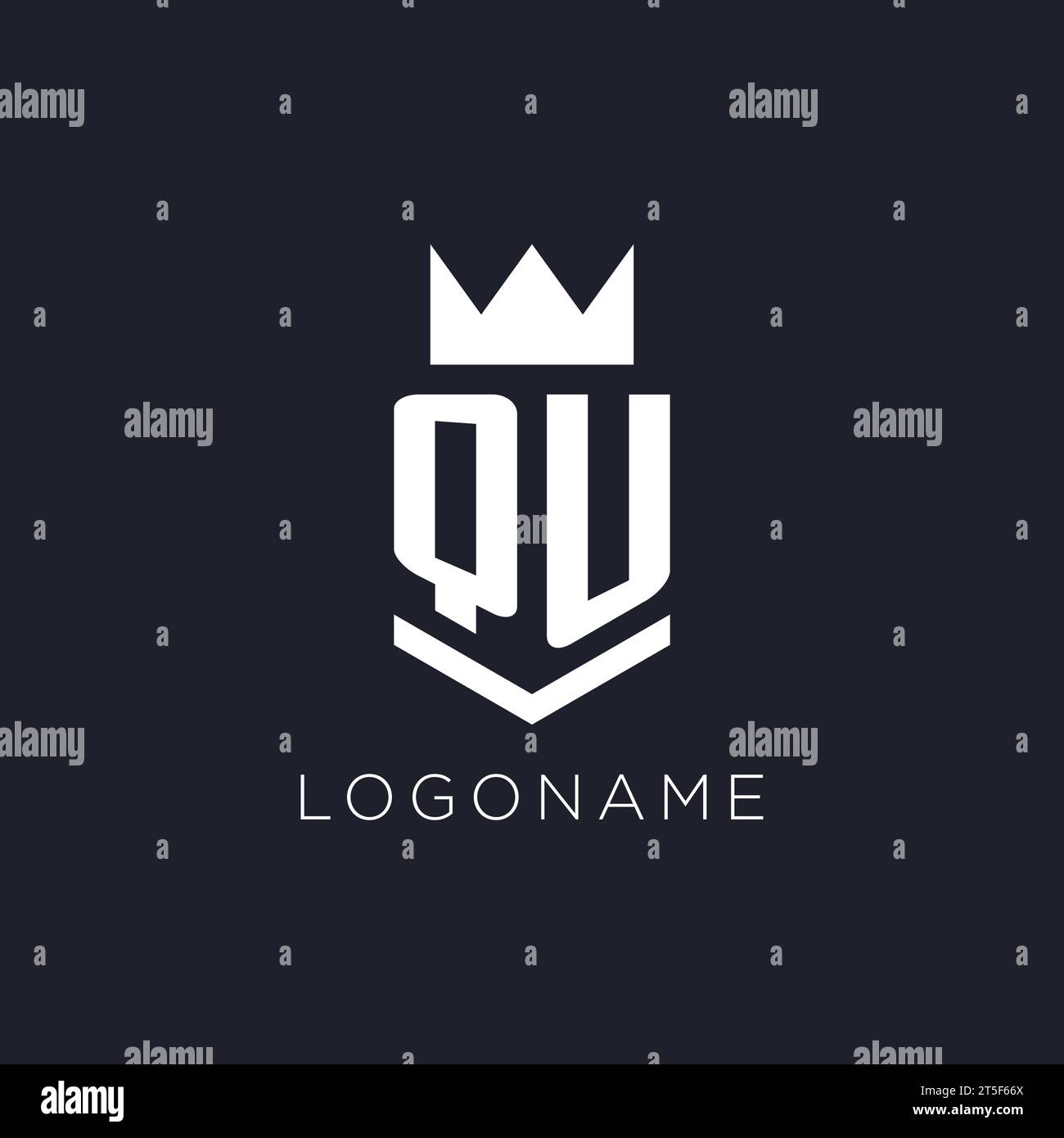 QU logo with shield and crown, initial monogram logo design ideas Stock Vector