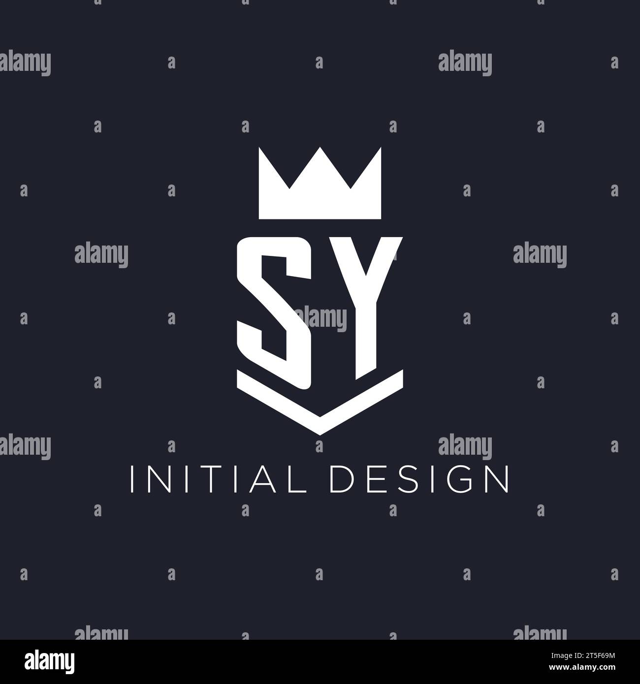 SY logo with shield and crown, initial monogram logo design ideas Stock ...