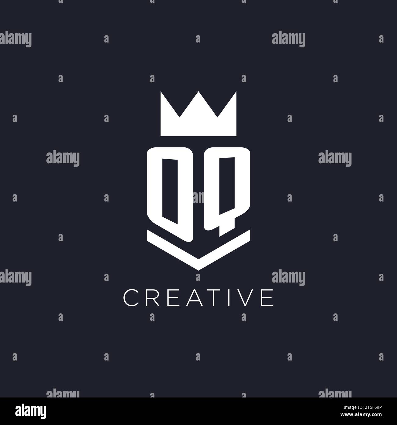 OQ logo with shield and crown, initial monogram logo design ideas Stock Vector
