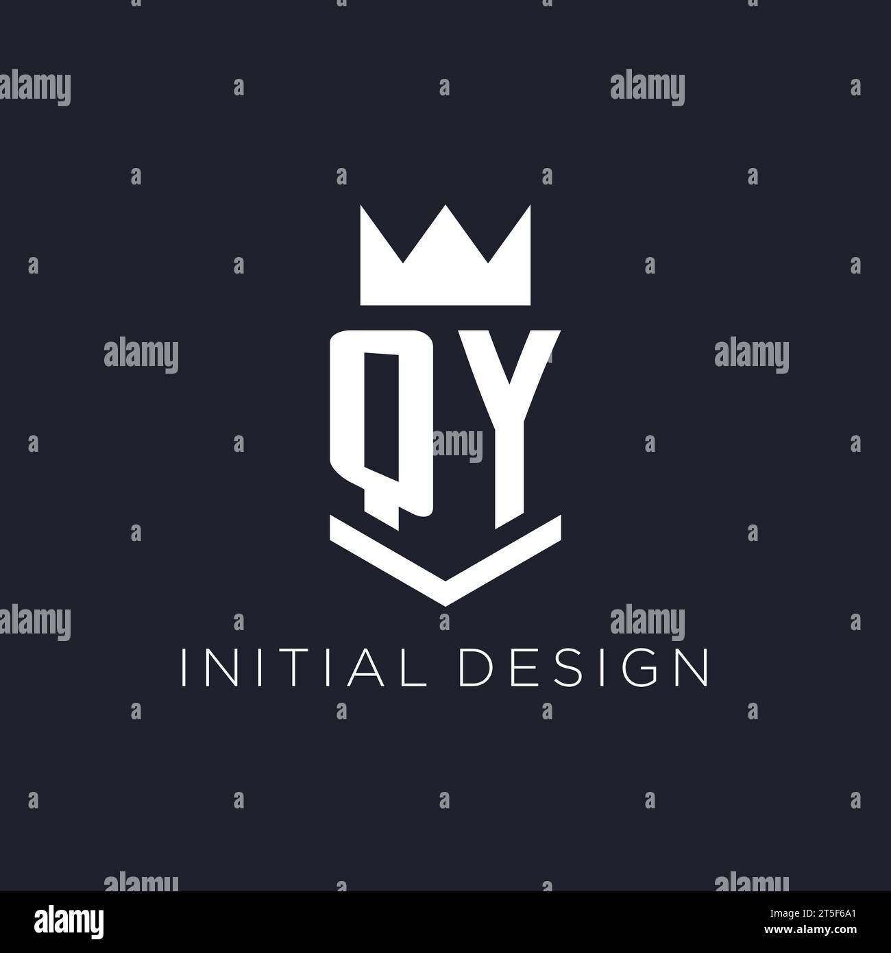 QY logo with shield and crown, initial monogram logo design ideas Stock Vector
