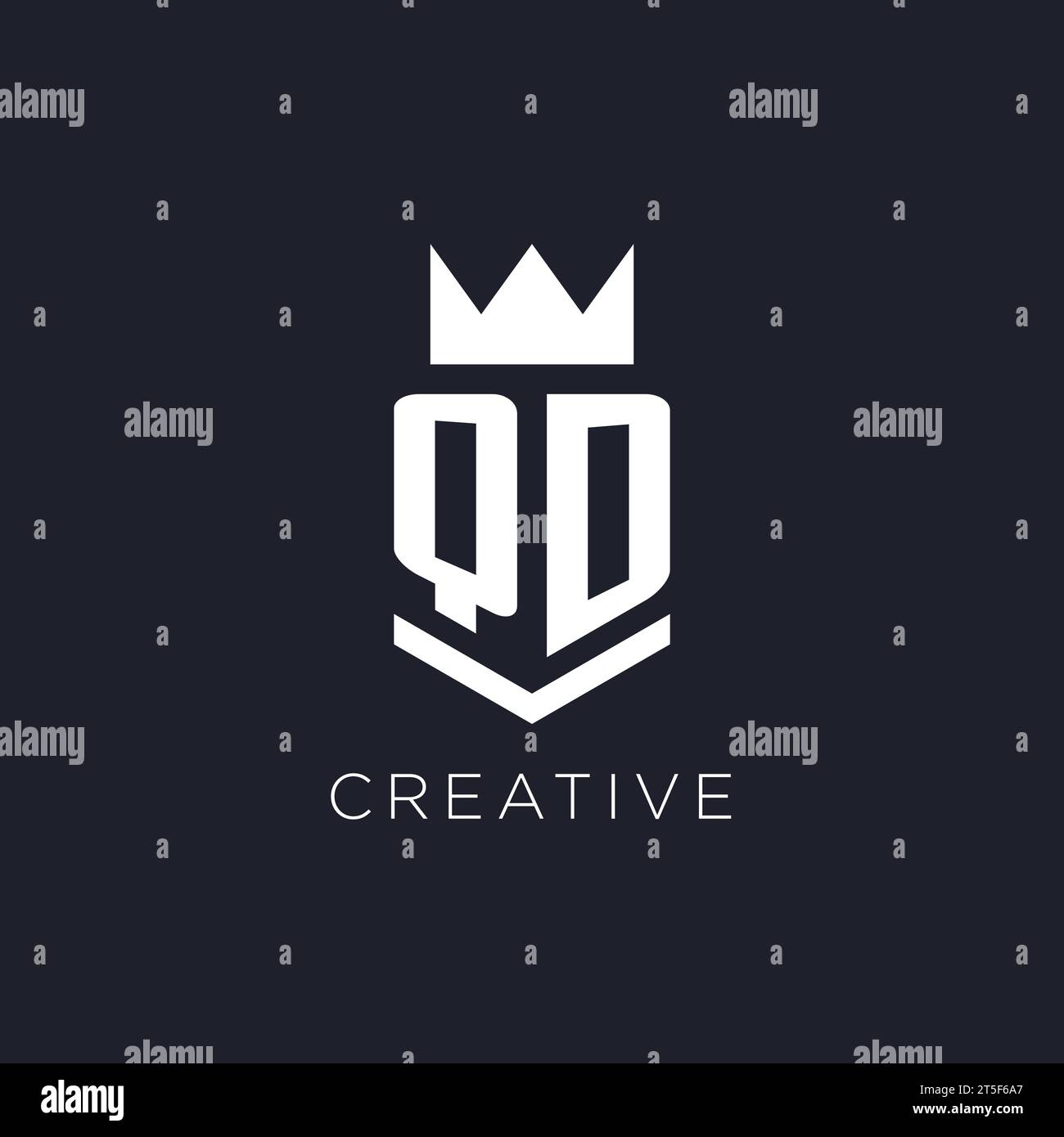 QD logo with shield and crown, initial monogram logo design ideas Stock Vector