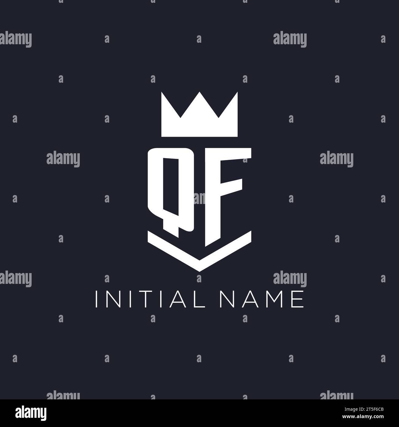 QF logo with shield and crown, initial monogram logo design ideas Stock Vector