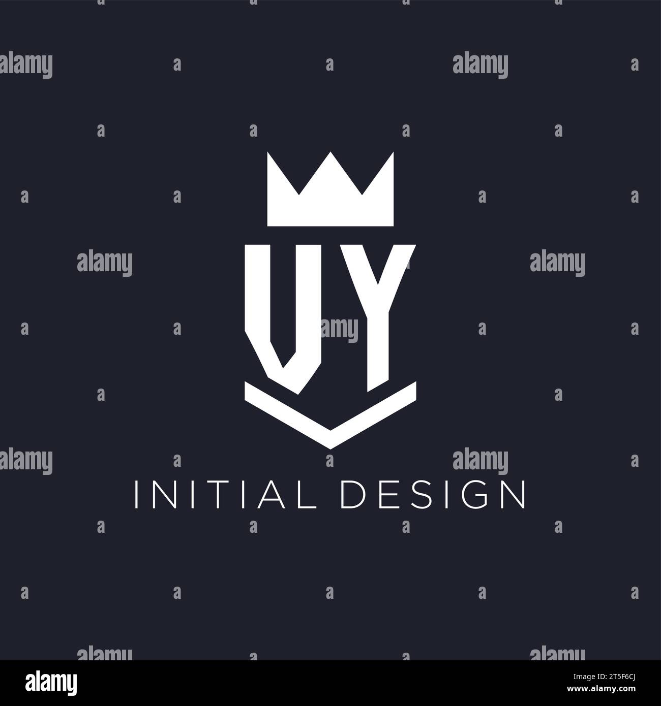 VY logo with shield and crown, initial monogram logo design ideas Stock Vector